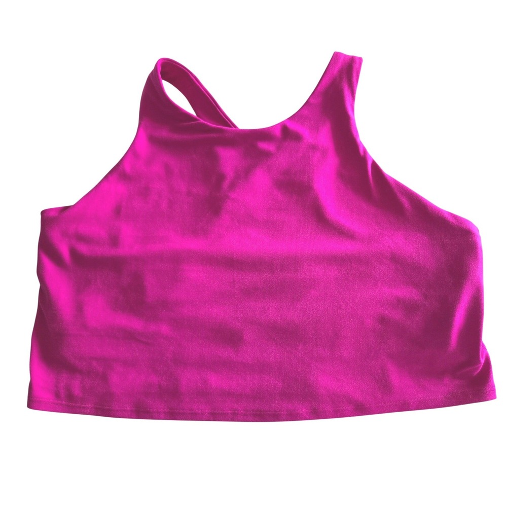 Athleta Pink High Neck Conscious Crop Tank Top Built-In Shelf Bra Womens‎ 2X